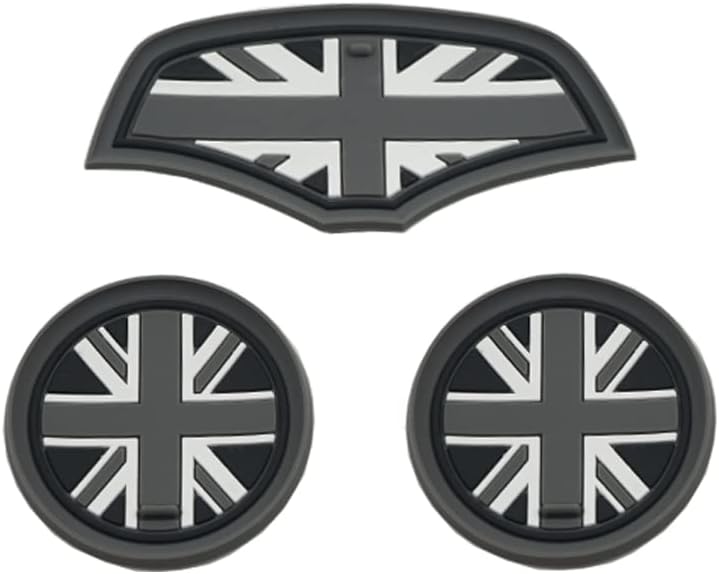 Mini F55 F56 Car Cup Coaster, Set of 3 Anti-Slip Coaster Storage Box Silicone Shockproof Mat for Mini Cooper Hatchback F55 F56 Cup Holder Car Accessories (Grey Jack)