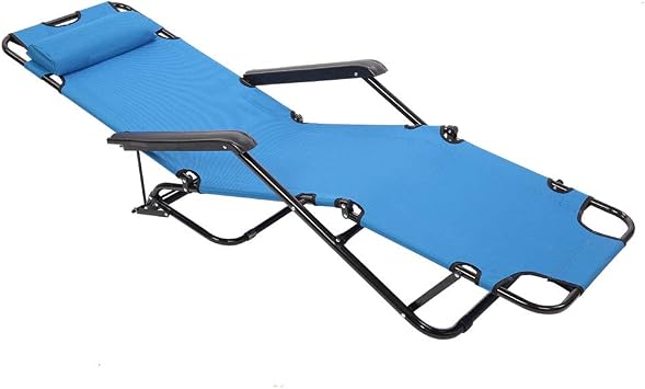 Folding Reclining Lounge Chairs,Portable Dual Purposes Extendable Chair for Home Garden Outdoor Beach Patio,Blue