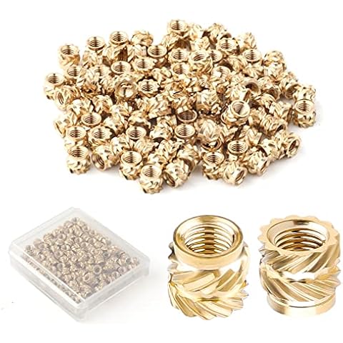 100pcs 3D Printing Brass Nuts, M3x4x5mm M3 Threaded Insert Knurled Brass Nuts Female Thread Knurled Heat Embedment Nut for 3D Printing Parts Loptop Automotive Plastic Shell Cover