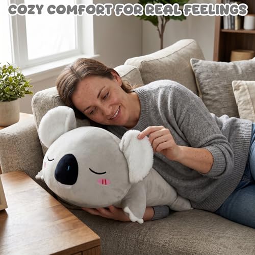 Image of TOYSYM Weighted Stuffed Animals Koala, Koala Plush with Weighted Beads, Cute Plushie Pillow Gifts for Adults Kids Boys Girls 23.6 Inch