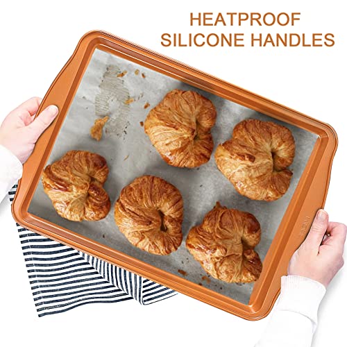 Wokic 3-Piece Nonstick Baking Pans Set , Baking Sheet Set With Wide Edge, Half/Jelly Roll/Quarter Baking Tray, Dishwasher Safe Easy Clean For Kitchen Oven Pan Bakeware Set… #TOP1