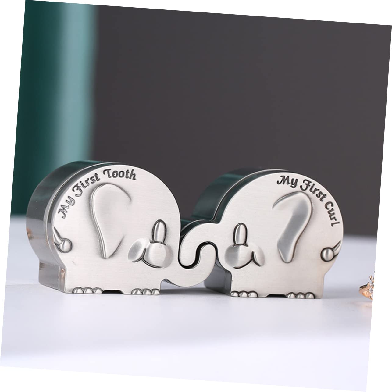 BESPORTBLE 1Pair My First Curl and Tooth Box Elephant Shape Keepsake Box Durable for Tooth and Hair Storage present for Showers and Milestone Celebrations