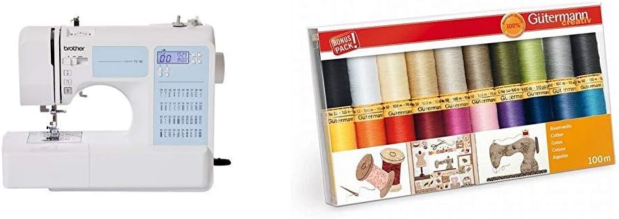 Brother FS40 40-Stitch Electronic Sewing Machine with Instructional DVD & Gutermann Thread Set, Multi-Colour, 100 m