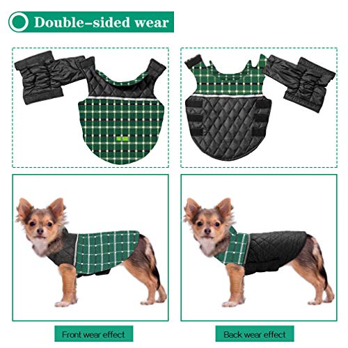 Jaaytct Dog Jackets Dog Sweaters Winter Dog Clothes Reversible 2020 Updated Style Waterproof Dogs Cold Weather Coats Warm Dog Vests For Winter Dogs Apparel Down Dog Jackets (Green, X-Large) #TOP4