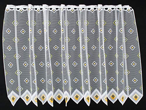 Rideaux Brise-bise carrés 60 cm de Haut | Vous Pouvez Choisir la Largeur des Rideaux par paliers de 11,5 cm | Colour: Blanc; Jaune; Vert | Rideaux Cuisine