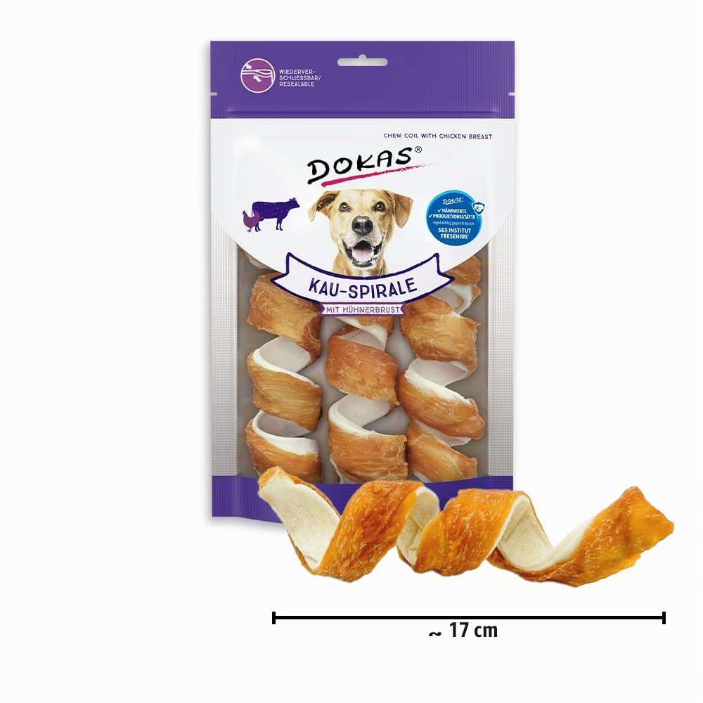 Dokas Snack à mâcher premium sans céréales pour chiens - Idéal pour entre les deux, 8 x 110 g