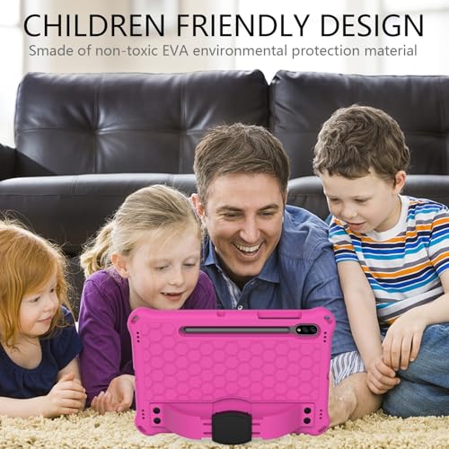 Protection antichoc Samsung Tab S9 FE antichoc anti-chute rose avec sangle épaule