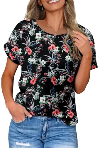 KISSMODA Summer Short Sleeve T Shirt Loose Fit Casual Dressy Women Top 2025 Trendy Ladies Fashion Blouses(S-3XL)
