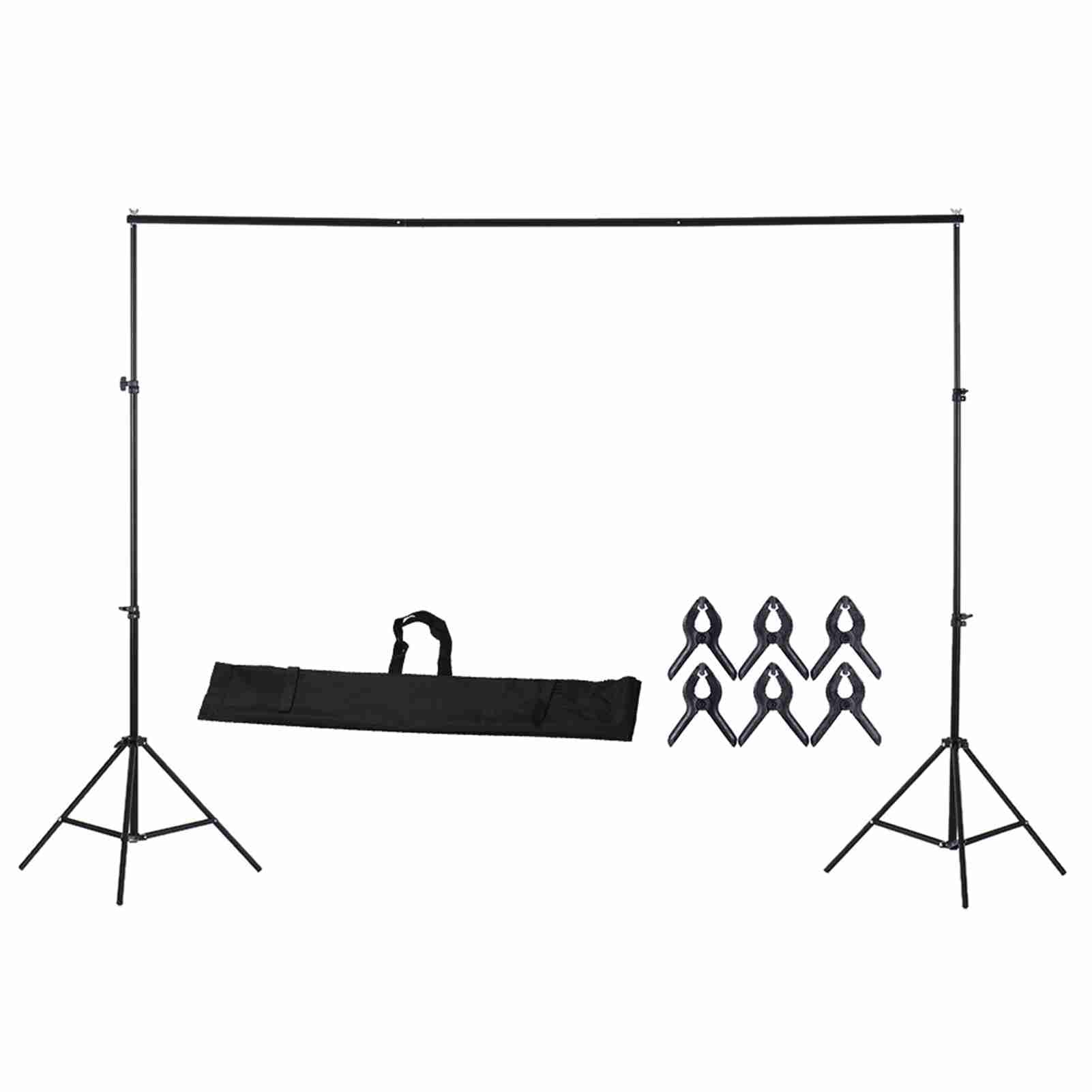 200cm Tło do Studia Fotograficznego ze Stopu Aluminium Zestaw Stojaków do Domowego Studia nagrań Tło Muślinowe (Czarny)