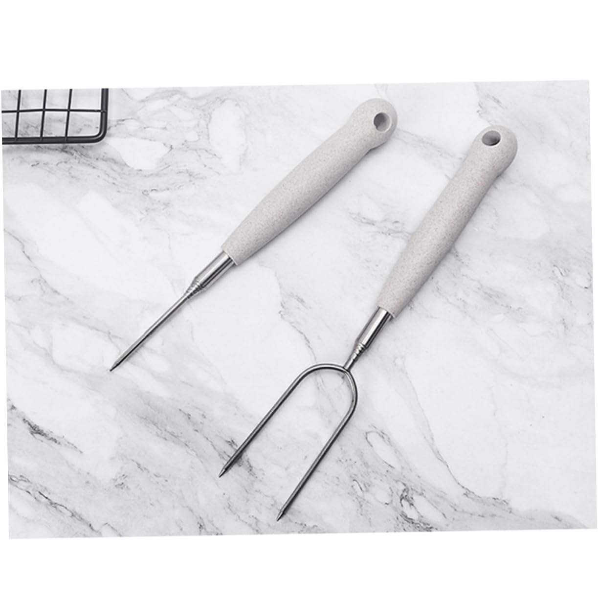 ifundom 3 Set Forchette Da Barbecue Inossidabile Forchette Per Grigliate Portatili 2 Pezzi*3