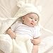 Nunibum Baby Swaddle Blanket Boys Girls Cute Bear Plush Essential Receiving Blanket Ultra-Soft Newborn Registry Sleeping Wraps for Infant 0-6 Months - White