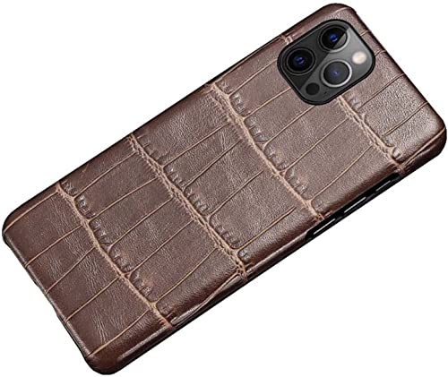 Étui de téléphone Apple iPhone 12 Pro cuir crocodile marron