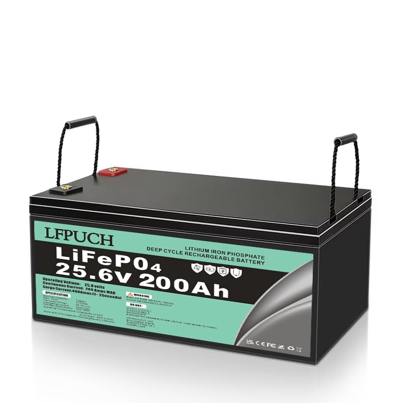 Batería LiFePO4 de 24V (25,6V) 200AH, batería de fosfato de hierro y litio, puede reemplazar la batería AGM de ciclo profundo, adecuada para Acampadas al aire libre, barco, sistema solar, etc.