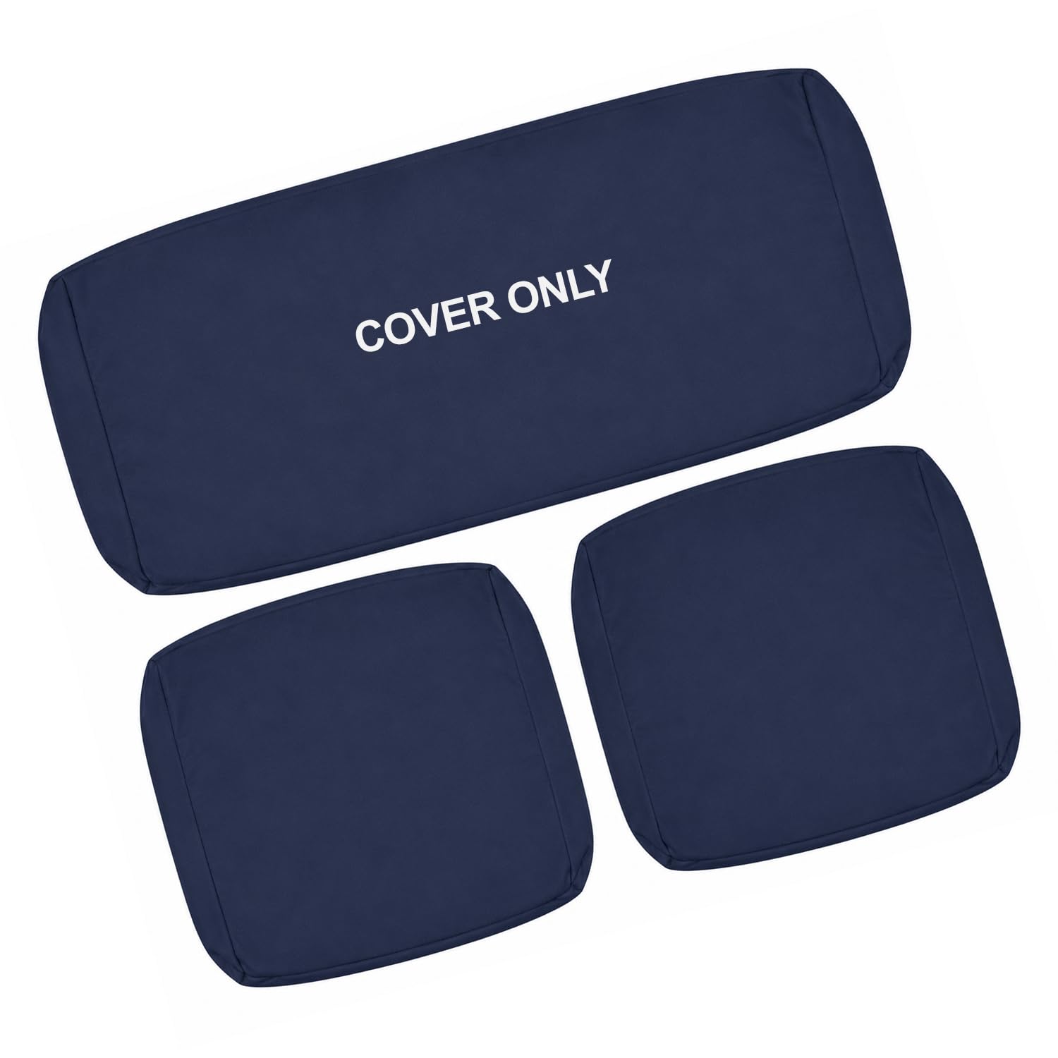 Brillars Garden Rattan Cushion Replacement Cover Set – 3 Piece Water Resistant Outdoor Chair | Sofa Seat Covers, Removable Furniture Cover Only (No Foam Included) (Navy)