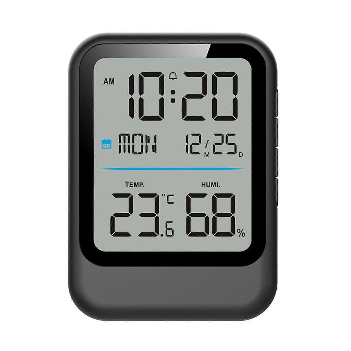 JOYHAPPST Digital Electronic Alarm Clock Temp Humidity Sensor Time/Week/Date/Temp/Humidity Display Desk Small LED Clocks Black