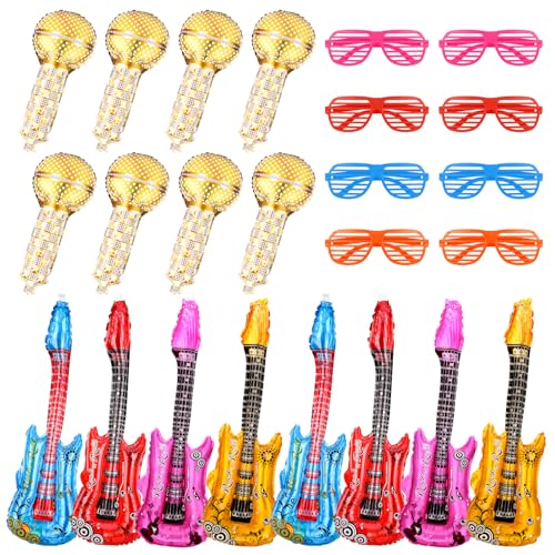 Fuyamp Aufblasbare Party-Requisiten, 24 Stück Musikinstrument-Ballons, aufblasbares Spielzeug, 70er und 80er Jahre, Disco-Party, Fotoautomaten-Requisiten für Karneval, Geburtstagsparty