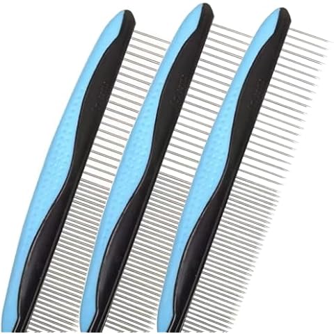 Kopal Metal Dog Combs and Cat Combs, Pet Steel Combs for Removing Tangles, Knots and Matted Fur, Professional Pet Grooming Tools - 3 Pack Cover