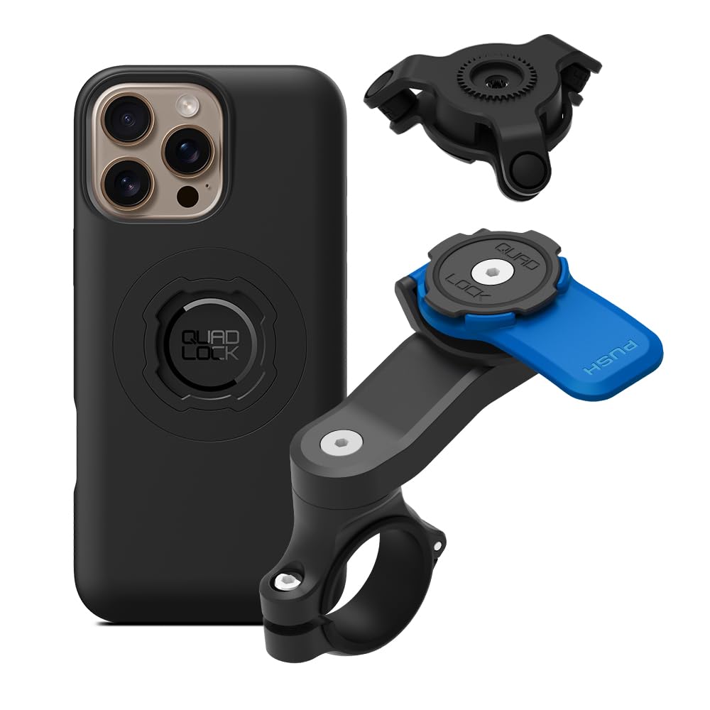 iPhone 16Pro QUAD LOCK ハンドルバー用マウントセット Amazon.com: Quad Lock Motorcycle Handlebar Mount Kit with