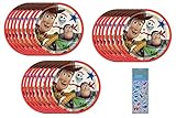 Unique Toy Story Birthday Party Supplies Bundle Pack includes 24 Lunch Paper Plates and 1 Dinosaur Sticker Sheet