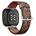 CJBROES Replacement Leather Watch Band, Compatible with Fitbit Versa 3 and Fitbit Sense of Wristband Bracelet Accessory - Paisley Decorative