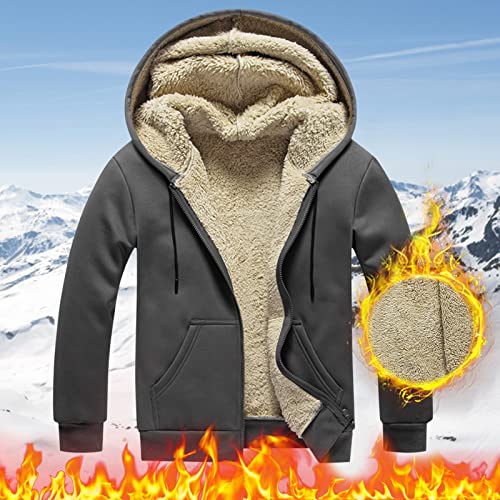 Mens Hoodies Zip up Jacket Fleece Lined Solid Color Sweatshirts Lightweight Casual Comfortable Hooded Sweatshirts2
