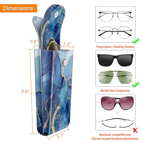 Image of FINTIE Double Glasses Case with Carabiner Hook, Portable Vegan Leather Eyeglass Case Anti-scratch Sunglasses Pouch