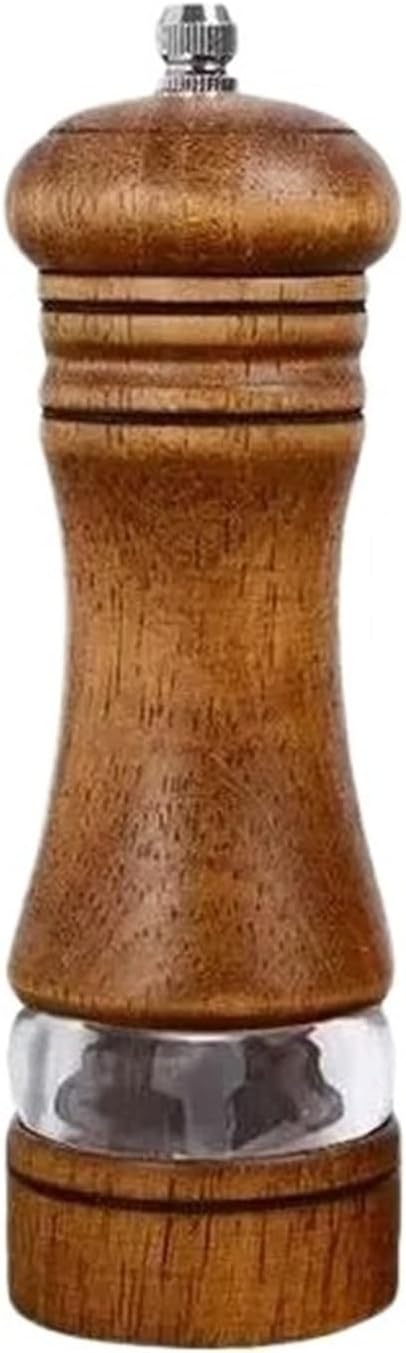 Pepper Grinder Salt Grinder Wooden Pepper Grinder w/Adjustable Coarse, 8 inch Tall Wood Refillable Manual Pepper Grinder