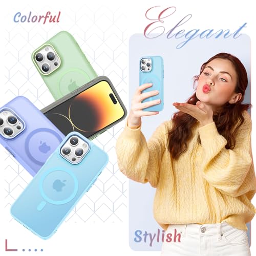 Image of YENAPOON for iPhone 14 Pro Case, Matte Magnetic Phone Case, Light Blue