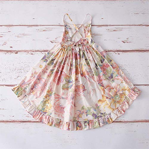 Kissourbaby Girls Flower Dress Summer Casual Party Floral Easter Hawaiian For Kids,Size 7-8,A4Floral,140 #TOP1