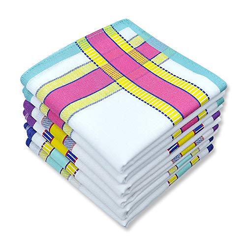 Men's Soft Cotton Handkerchiefs with Assorted Color 6 Piece Gift Set by Zenssia