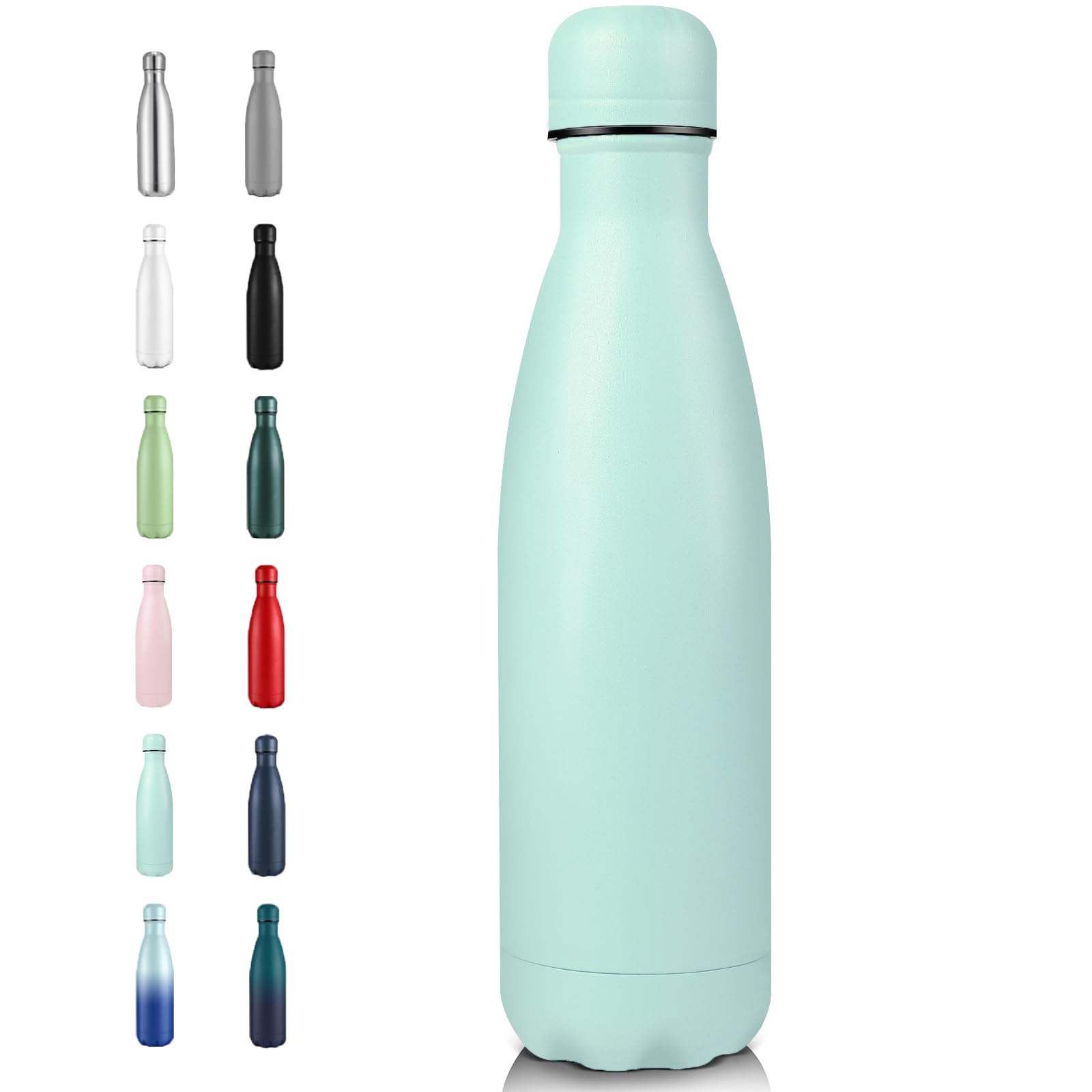 Volhoply 500 ml Insulated Stainless Steel Water Bottle, Double Wall Vacuum Flask, Keeps Cold 24h & Hot 12h, Available in Packs of 1, 4, 8, or 12?Blue,1 Pack? — image 1