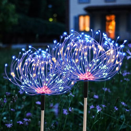 AcaJoe Solar Lights Outdoor Garden Oranments 2 Pack 240 LED Firework Solar Garden Lights Waterproof 8 Lighting Modes for Patio Christmas Party Yard Decorative -Unique Gift Ideas for Mum Gardening