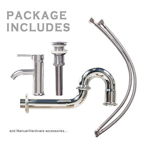 Eclife Bathroom 18-3/8" 1.5 Gpm Wall Mount White Ceramic Sink Rectangle With Chrome Faucet With Pop Up Drain P Trap (T02) #TOP5