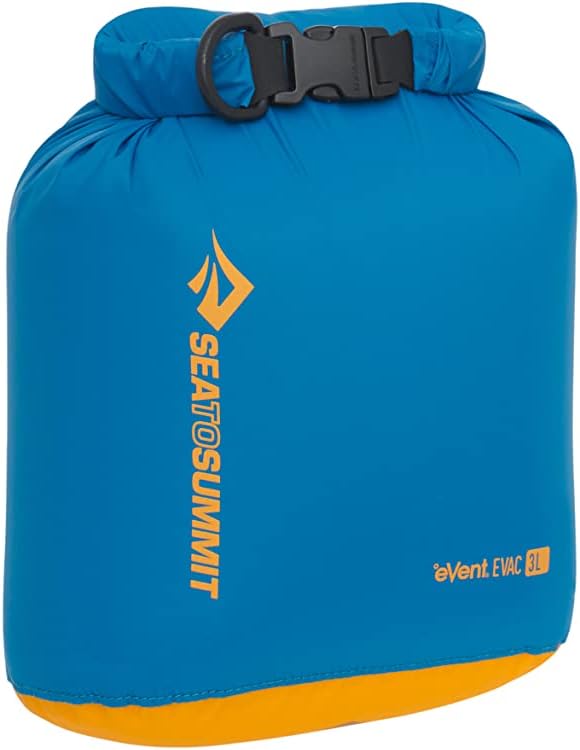 bolsa seca de compresión eVac, 3 litros, azulejo turco azul | Bolsa seca ligera con tapa enrollable permeable al aire que ofrece un almacenamiento de compresión confiable para mochileros y kayak de mar