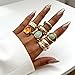 Todenb Chunky Gold Rings for Women，Open Stackable Tiger's Eye Stone Statement Rings Set Silver Vintage Knuckle Ring Fashion Chunky Jewelry Accessories StyleD