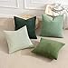 MIULEE Boho Farmhouse Sage Green Throw Pillow Covers 18x18 Inch Set of 4 Mordern Nordic Cushion Covers Soft Corduroy Spring Home Decor for Couch Bed Sofa Living Room Forest Green
