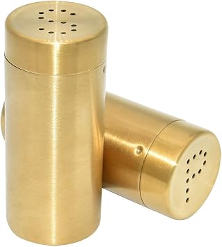 Stainless Steel Salt and Pepper Shaker Set, for Kitchen Cooking Table and Outdoor Barbecue, Camp Picnic Golden, 4 oz