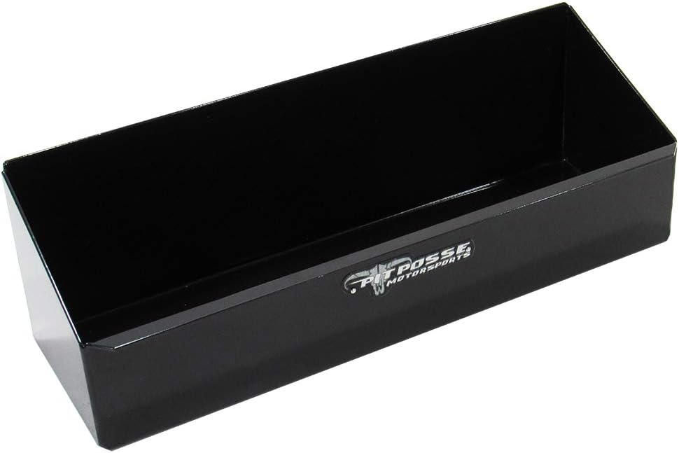 Pit Posse 563BK Oil Shelf Caddy Six Bottle Rack Holder- Made in USA - Holds 6 Quarts of Automotive Motor Engine Oil - Enclosed Race Trailer Shop Garage Aluminum Storage Organizer (Black)