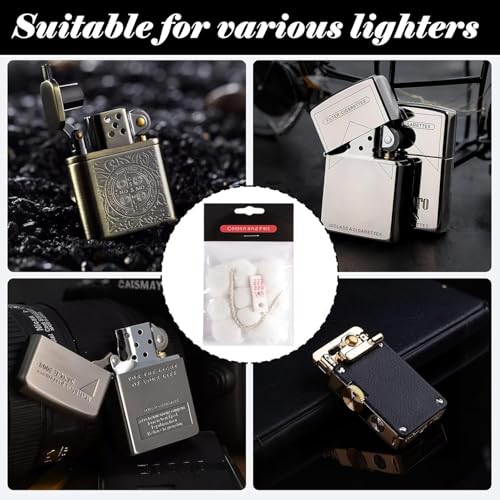 2 Pack Wick and Cotton Replacement, Comaptible with Zippo Accessories, Universal Lighter Replacement Repair Kit Pack for Petrol Gas Fluid Lighter, Including Cotton, Rubber Felt Pad and Wick