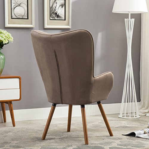 Roundhill Furniture Doarnin Contemporary Silky Velvet Tufted Button Back Accent Chair, Taupe - Thumbnail 6