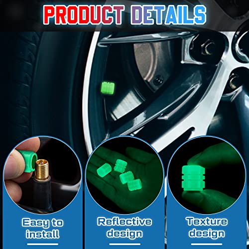 Tallew 20 Pcs Glow In The Dark Tire Valve Caps Fluorescent Stem Car Universal Air Cap Auto Covers Cars Motorcycles Suv Trucks Bikes Accessories, 5 Colors, Yellow,Blue,Green,Red,Pink #TOP3