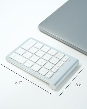 Macally Bluetooth Number Pad for Laptop - Wireless Numeric Keypad - 22 Key Numeric Keypad for Data Entry, Numpad Compatible with Mac, iMac, MacBook, iPad, iPhone, iOS, Laptop, PC, Android - Silver