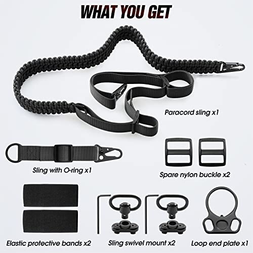 Vvaagg 2 Point Qd Rifle Sling With Qd Sling Swivel Mounts, Two-Point Paracord Gun Sling With Quick-Adjust Length Rifle Strap #TOP6