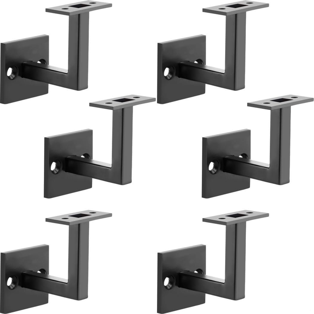 6 Pcs Square Stair Handrail Brackets, Heavy Duty Support for Railing and Shelves