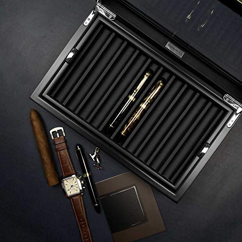 Lifomenz Co Pen Display Box Ebony Wood Pen Display Case,Fountain Pen Storage Box,20 Pen Organizer Box With Glass Window Pen Collection Box With Tray #TOP3