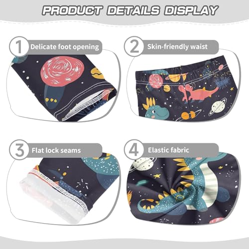 Wusikd Cute Dinosaur Girls' Leggings Toddler Doodles Space Kids Yoga Pants Dance Active Tights 4T3