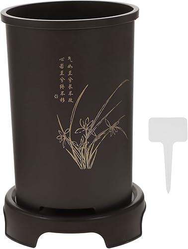 GANAZONO Decoración al aire libre, 1 juego de macetas de orquídeas de estilo chino, maceta de bonsái, macetas retro con bandeja de jardín, maceta de