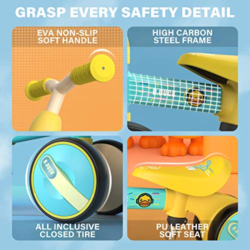 Abye Baby Balance Bike For 1-3 Year Old Boys Girls, No Pedal Infant 4 Wheels Walker, Riding Toys Toddler Balance Bike With Adjustable Seat, Baby's First Birthday Gift #TOP4