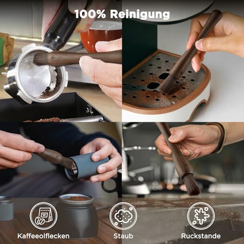 Image of ecooe Barista Brush - Vegan Coffee Brush Cleaning Brush for Coffee Grinder or Portafilter, Coffee Machine Accessories Cleaning Brush with Wooden Handle, Coffee Tool for Barista (Pack of 1)