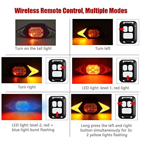 mewmewcat Luz traseira de bicicleta com controle remoto sem fio recarregável luz traseira de bicicle